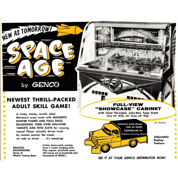 Genco Space Age Arcade Game FLYER 1958 Original UNUSED NOS Vintage Coin-Op - Picture 2 of 3